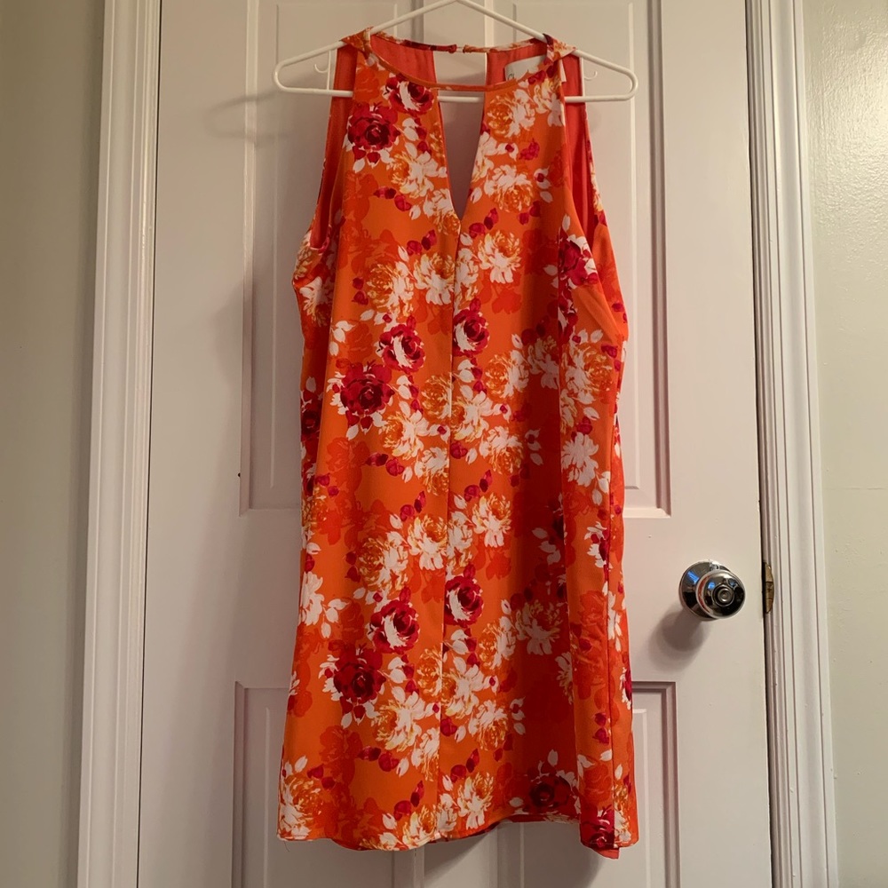 Charles Henry Orange and Pink Floral Dress